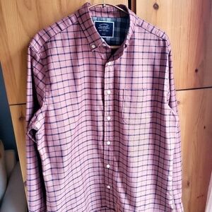 Charles Tyrwhitt Dusky Pink with Blue Check Slim Fit Button Down Shirt Med